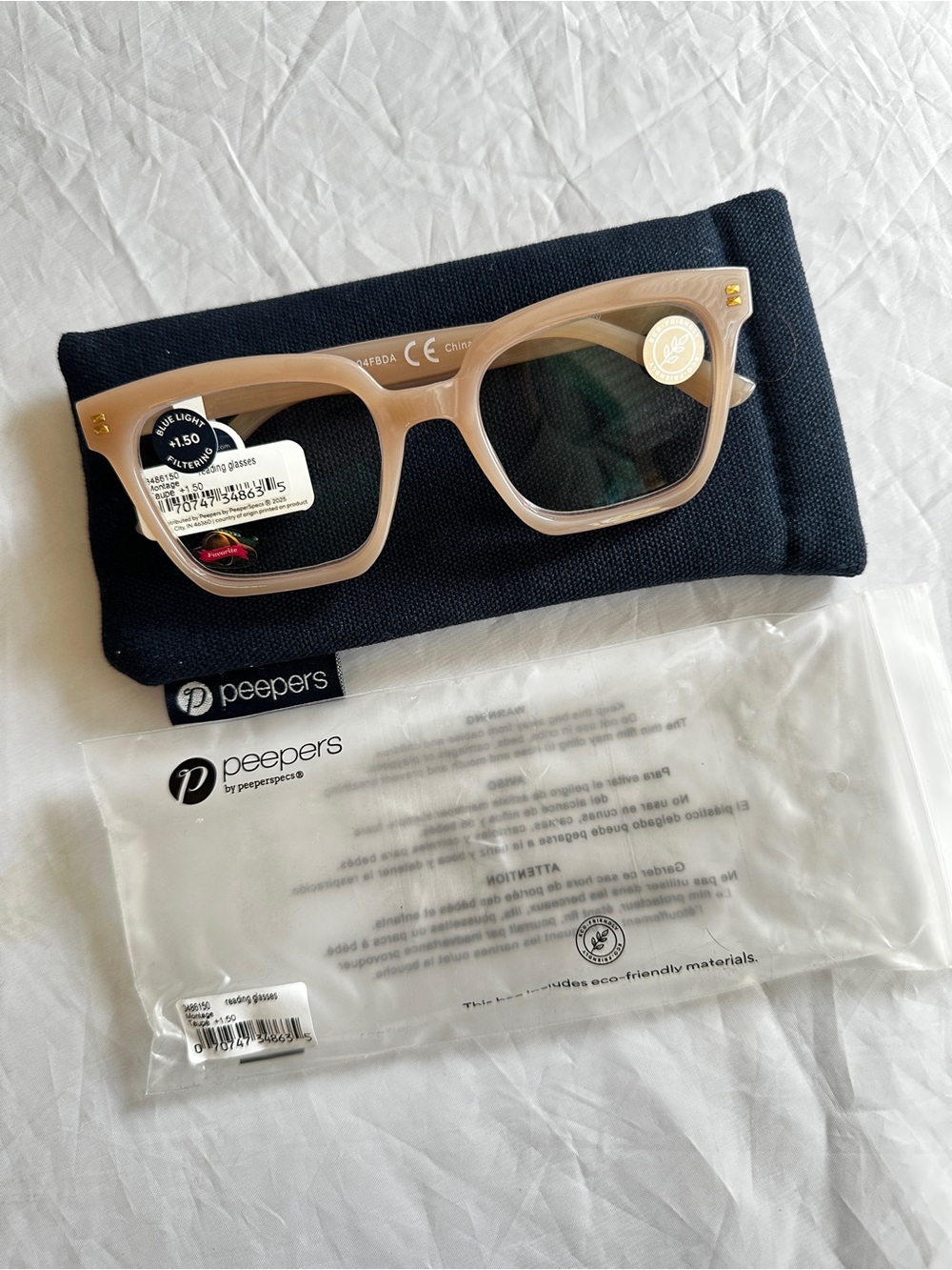 Peepers Women's Square Blue Light Glasses in Nude Pink
